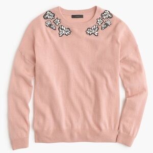 J Crew Opal Embellished Blush Sweater size XS